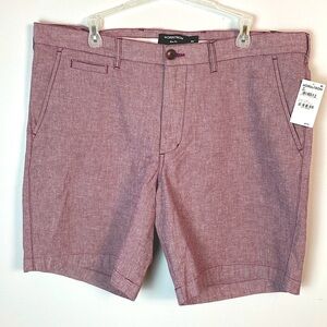 Nordstrom Cotton Stretch Chambray Shorts in burgundy slim fit size 38